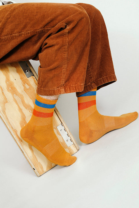 Close up shot of Tailored Union striped tube socks