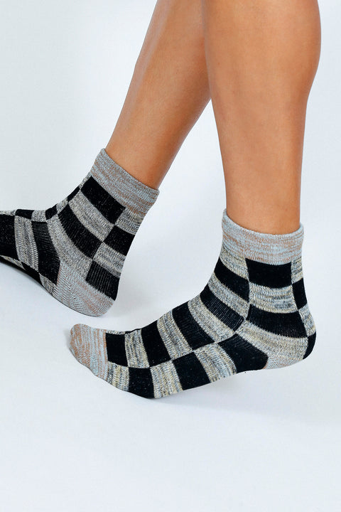 Boxy Checkered Ankle Sock