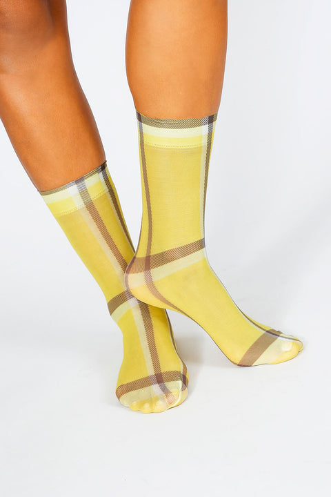 Cher Plaid Nylon Ankle Sock