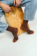 Leo Leopard Print Crew Sock