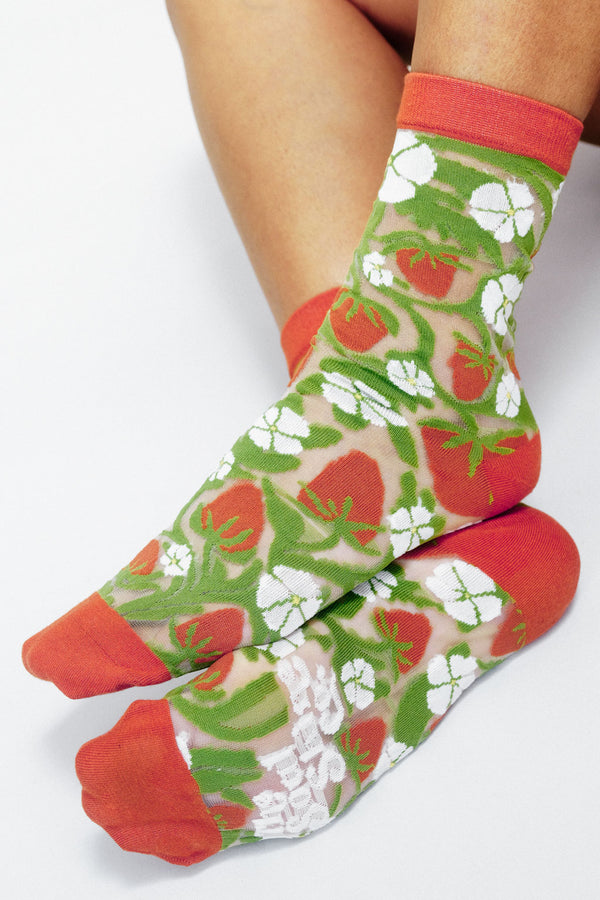 Strawberry Sheer Ankle Sock by The SoulShine Co.