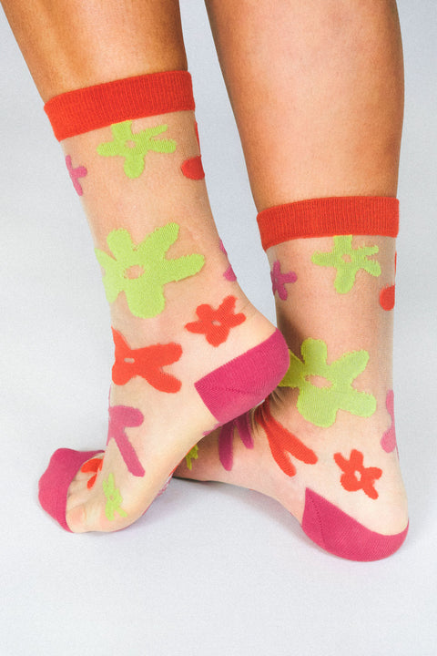 Flower Sheer Ankle Sock by Hannah Packer