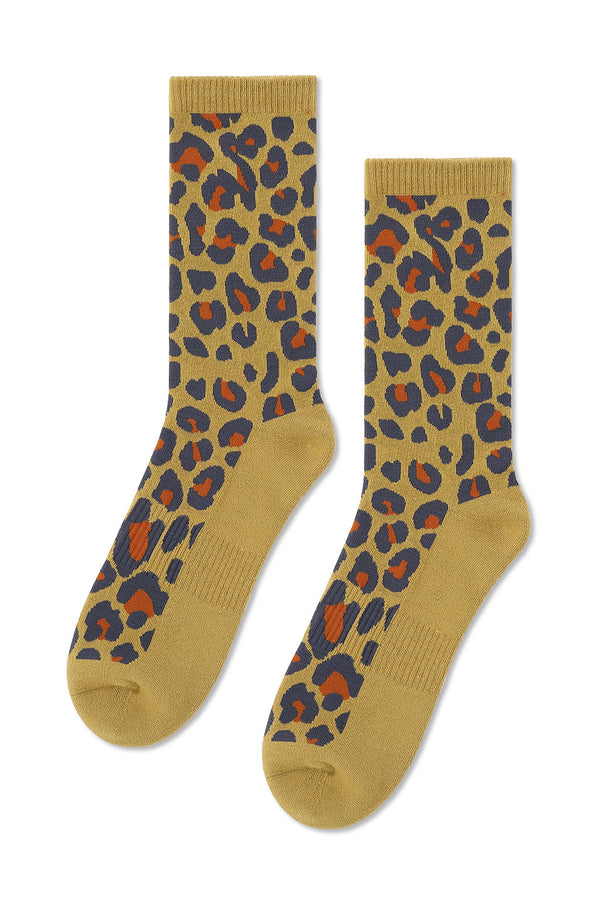 Leo Leopard Print Crew Sock