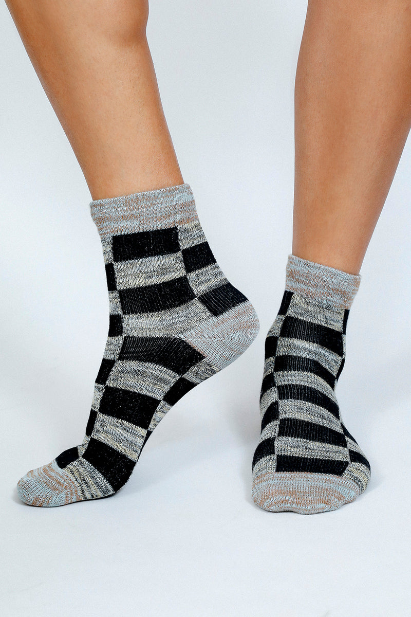 Boxy Checkered Ankle Sock