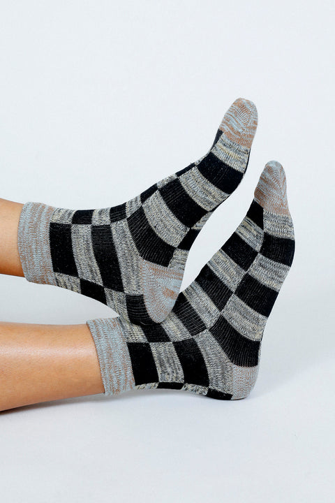 Boxy Checkered Ankle Sock